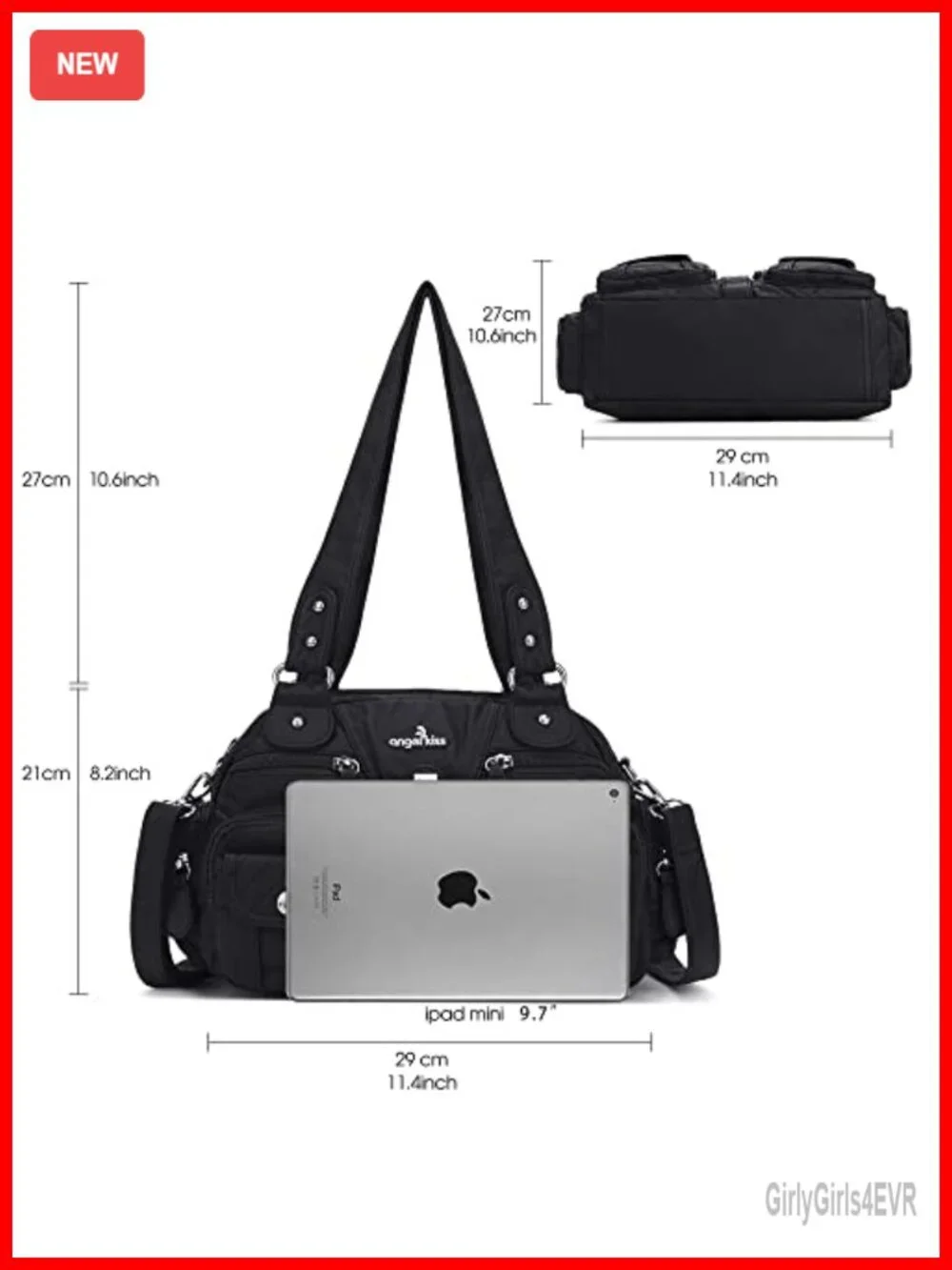 Washed PU Leather Hobo Crossbody Bag Multipocket Removable Strap Shoulder